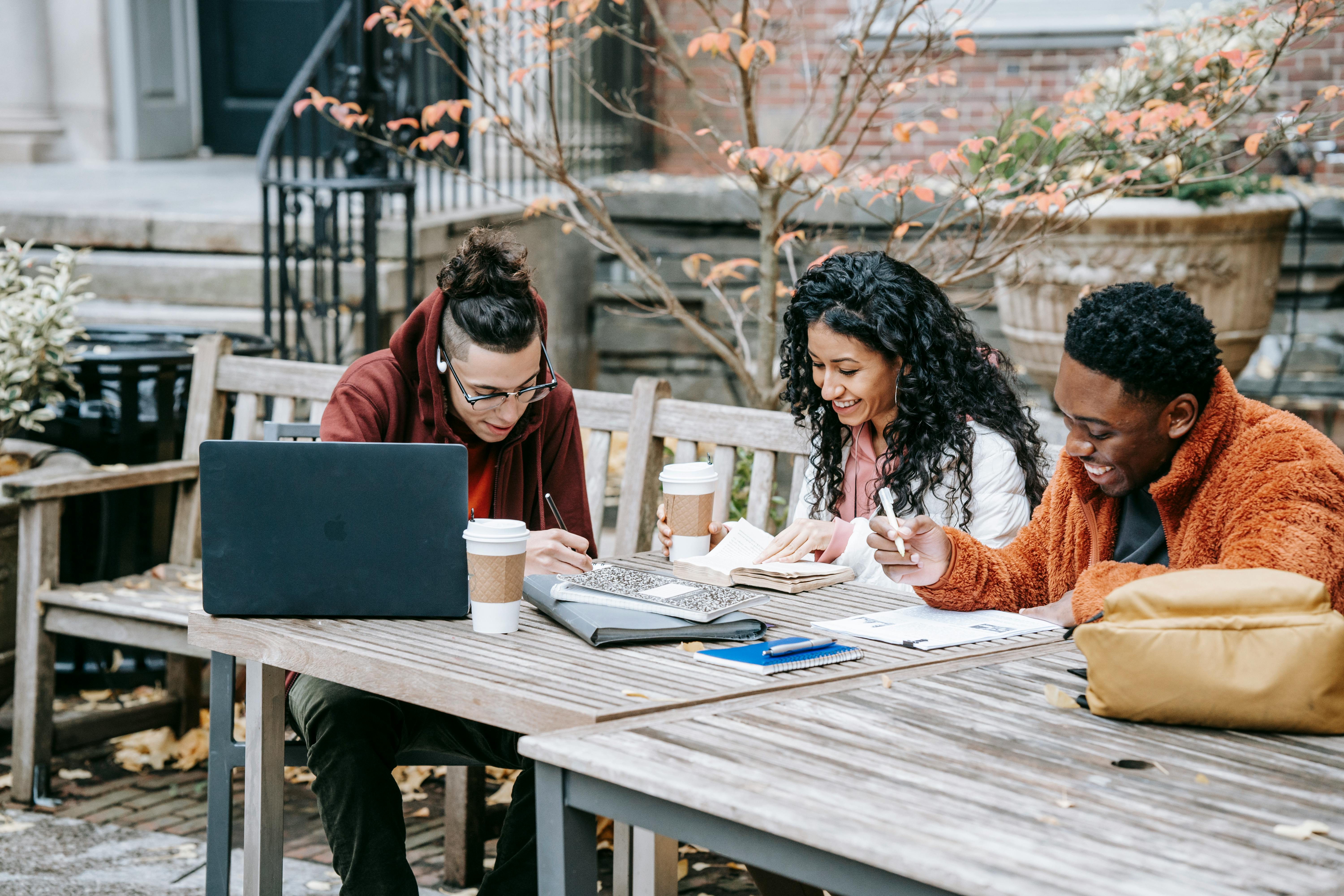 Students studying outdoors